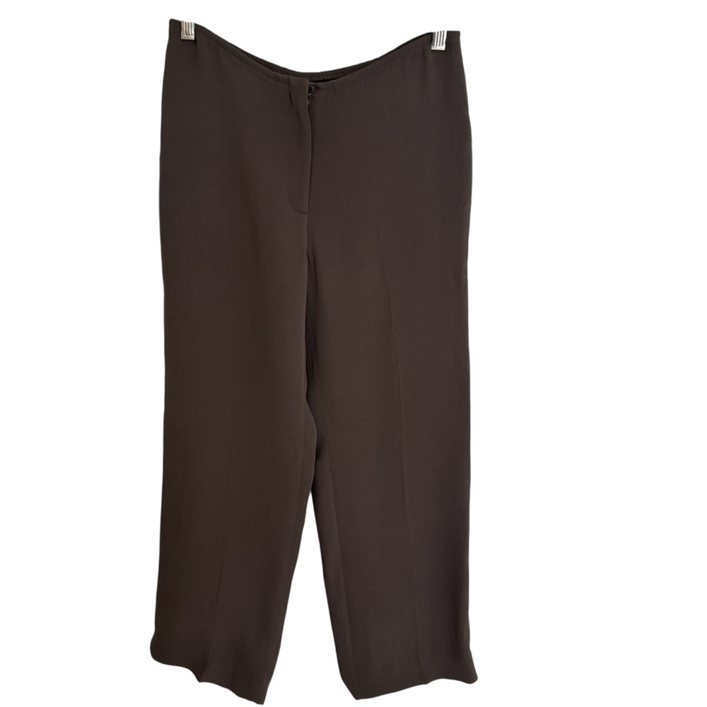 Eileen Fisher Systems Petite Wide Leg Pants PP Brown Minimalist Pull On Stretch